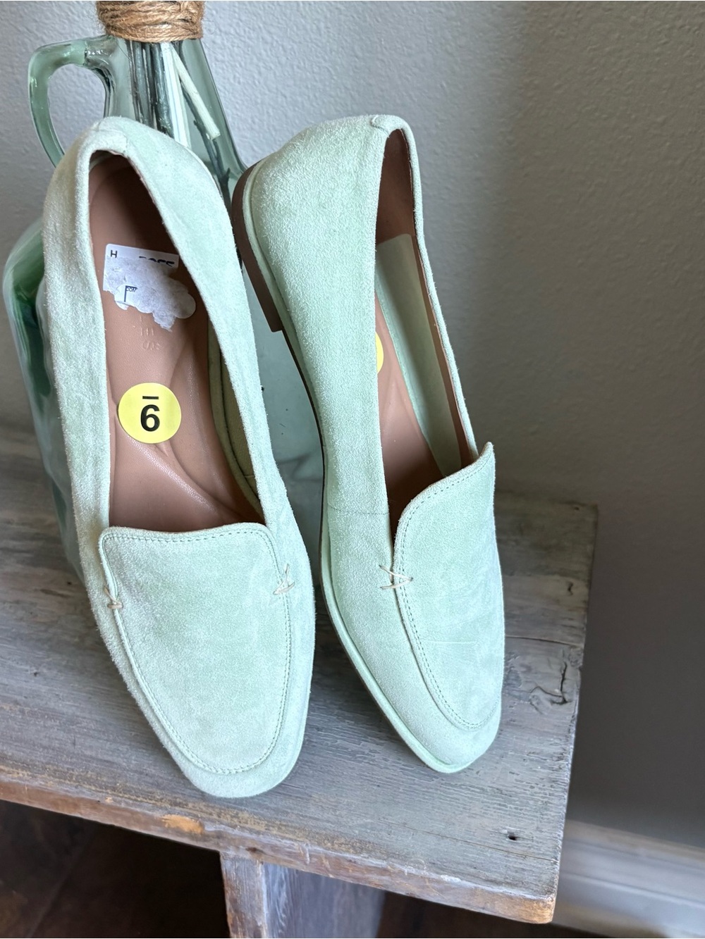 NEW no box Aerosoles genuine suede leather flats in soft mint green